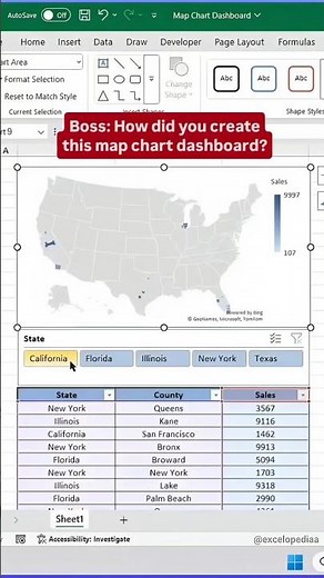 Create a Map in Excel 🔥 #excel #mapping #exceltips #insertmap