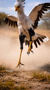 Secretary Bird vs Jackal — Lightning Kick Victory In the wild savanna, the secretary bird proves why it is one of the most formidable ground hunters. Using powerful, lightning-fast stomping kicks and precise defensive strikes, the bird overwhelms the attacking jackal and secures its dominance. Strength, speed, and perfect timing make the secretary bird a true master of ground combat. #SecretaryBird #WildlifeAction #NatureBattle #WildlifePhotography #BirdOfPrey #AnimalKingdom #SavannaWildlife #Na