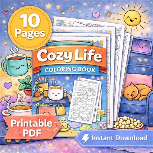 Cozy Life Coloring Book, Printable PDF, Relaxing Cozy Coloring Pages, Cute Everyday Life Scenes, Adult Coloring, Instant Download - Etsy