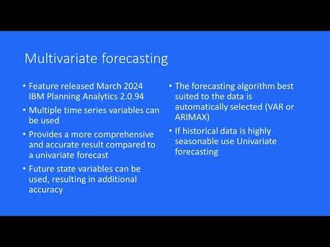 How to create and run a multi-variate forecast with IBM Planning Analytics