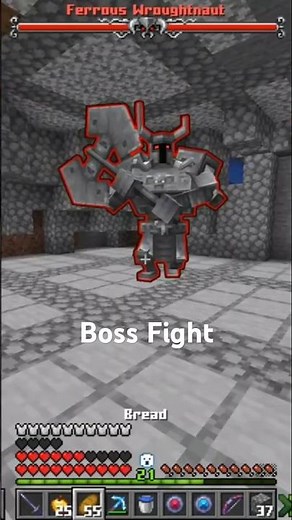 Fighting The Ferrous Wroughtnaut Boss #minecraft #mowziesmobs #ferrouswroughtnaut #bossfight #mods