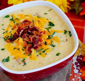 Bacon-Cheddar Cauliflower Chowder - Low Carb Soup
