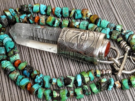 Amazonian Phantom Quartz Carnelian & Turquoise Protection Talisman Etched Egyptian Eye Pendant Necklace - Etsy