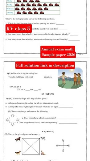 KV class 5 maths annual exam sample paper term 2 #NCERT/ #practicepaper