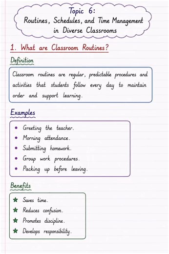 Classroom Management | Topic 6 Routines, Schedules, and Time Management in Diverse Classrooms #teach