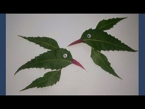 How to make bird from leaves l creative ideas l leaf art l leaf craft l easy leaf craft