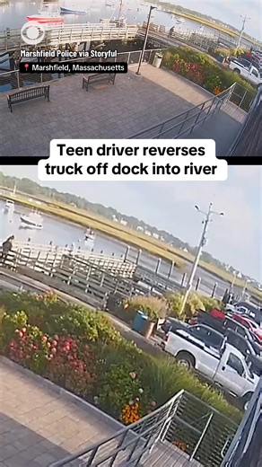 A teen driver reversed a pickup truck off a dock into a river in Marshfield, Massachusetts on Sunday, according to local police. The teen was attempting to drop off bait when he lost control of the vehicle and plunged it 15 feet into the river. The teen managed to escape from the truck's back window and swam to safety before being taken to a nearby hospital. | CBS News