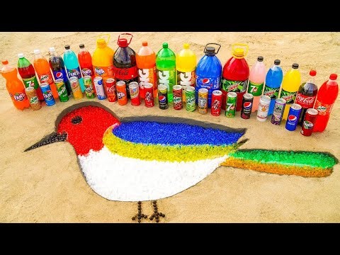 Experiment : Rainbow Bird with Orbeez Colorful, Experiment Big Coca Cola, Popular Sodas & Mentos