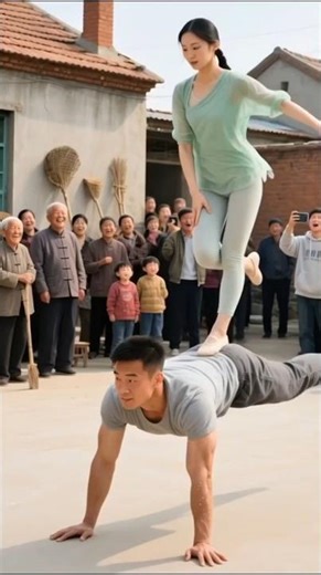 strong man with woman dancing ballet on top of him #funny #videoshorts #shorts #dance