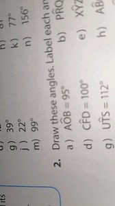 Draw these angles. Label each angle.a) A\hat{O}B = 95^\circ... | Filo