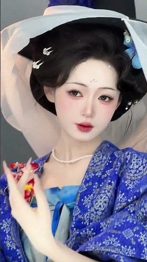 Title: Revive the Traditional Han Attire: Blue Hanfu with Veil Hat - Xi'an's Fashion Journ
