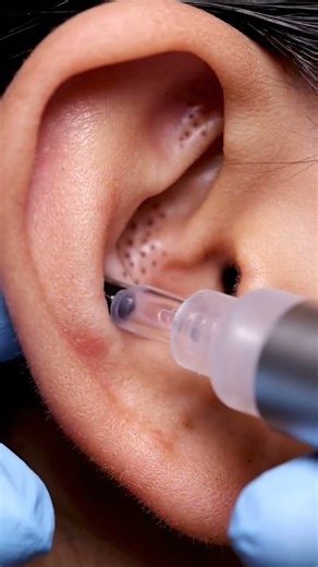 Oddly Satisfying Ear Blackhead Extraction | Dermatology ASMR #satisfying #blackheadcaique #viral