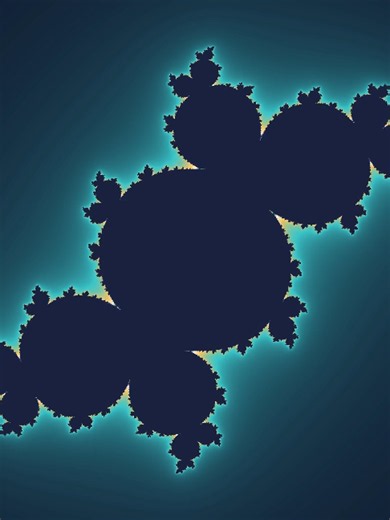 A Julia set fractal endlessly morphing as its parameter glides around the edge of the Mandelbrot set — rendered as a glowing teal-and-gold form on deep navy. Every frame is mathematically generated; the loop is perfect, with no visible cut. LINK IN BIO