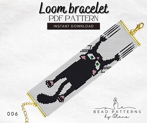 Funny Black Cat Loom Bracelet Pattern PDF, Beaded Bracelet Design, Cute Cat Climbing Bead Loom, Loom Pattern Black Cat, Miyuki Delika 11/0 - Etsy