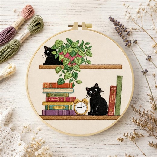 Embroidery Kit – Cherry Blossom Tree, Moon, Beginner Needlepoint Craft - Etsy