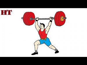 How to draw a cartoon Weightlifter athlete | Drawing jobs easy