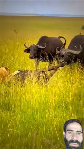 Brave Buffalos save their form a lion attack #ytshorts #animalesshorts #viralshorts #trendingshorts
