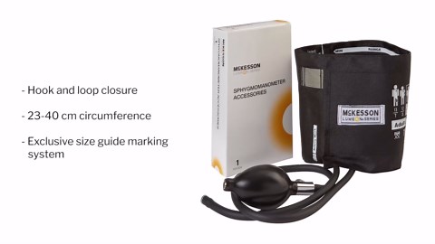 McKesson LUMEON Blood Pressure Cuff and Bulb, Black, Adult Medium, 23 cm to 40 cm, 15 Count