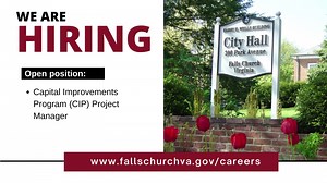 NEW JOB POSTING! Capital Improvements Program (CIP) Project Manager When you apply for this full-time position, you will be assisting in the management of the capital improvement program (CIP) and work on projects related to transportation; including corridor rehabilitation, signal upgrades, streetscape, multimodal improvements, and more: https://www.fallschurchva.gov/Jobs.aspx?JobID=329&CommunityJobs=False&UniqueId=100 All jobs: http://fallschurchva.gov/Careers | City of Falls Church Government