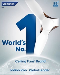 An Indian icon. A global leader. Crompton is proudly recognised as the World’s No.1 Ceiling Fans’ Brand, a milestone built on 85 years of trust, innovation, and performance that brings comfort and reliability to millions of homes. *Euromonitor International Limited, based on custom research on ceiling fan brands unit sales in 2024 in the world, claim applicable across sales in retail channels only, research as of October 2025 [ Global Leadership, Recognition, Innovation, Performance, Fans, Cromp