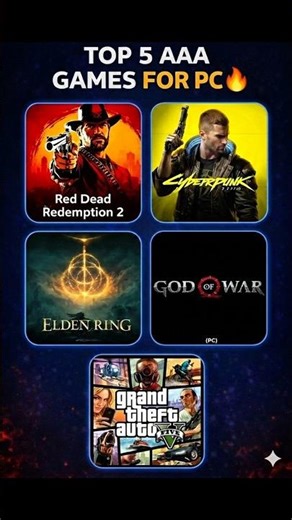Top 5 Best AAA PC Games of All Time 🔥#gaming #pcgaming #shorts #ps5 #playstation