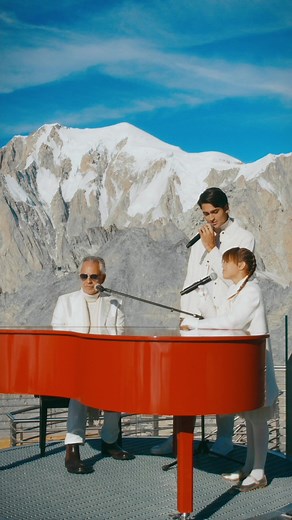Andrea, Matteo, and Virginia Singing 'Il Giorno più Speciale' Live at 11,371 Feet High on Mont Blanc