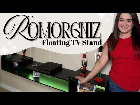 Floating TV Stand with LED Lights Wall Mounted TV Shelf for Modern Living Room