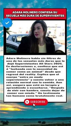 😱 ADARA MOLINERO CONFIESA SU SECUELA MÁS DURA DE SUPERVIVIENTES