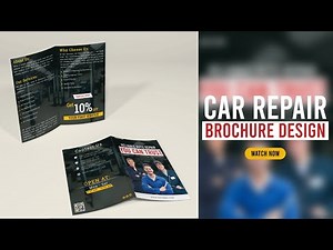 Car Repair Brochure Design | Bi-Fold Auto Garage Flyer in Illustrator