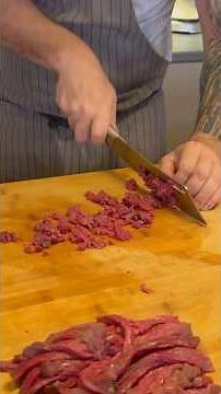 Cut the meat for a #beef tartare! #food #tutorial #chef #cooking #tip