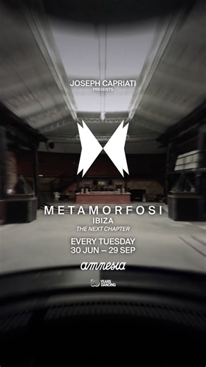 THE WORD IS OUT. Metamorfosi is back at Amnesia Ibiza. Every Tuesday June 30 – September 29 The next chapter begins. 🦋 | Joseph Capriati