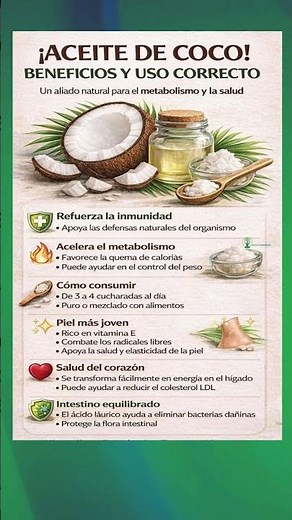 ⚠️ ¡ACEITE DE COCO: BENEFICIOS Y USO CORRECTO!⚠️ #consejosdesalud #alimentossanos #bienestar