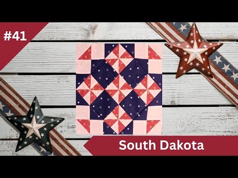 South Dakota Quilt Block Pattern | Pinwheel Nine Patch | 50 Blocks for 50 States