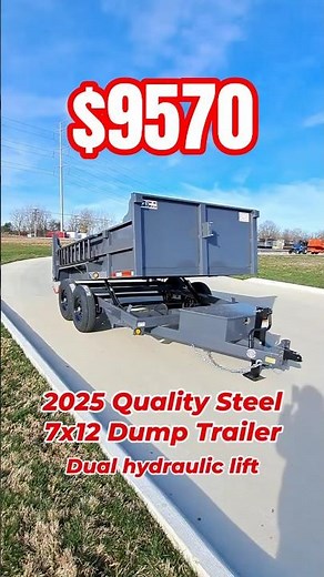 7x12 dump #trailer dual hydraulic lift, gunmetal grey