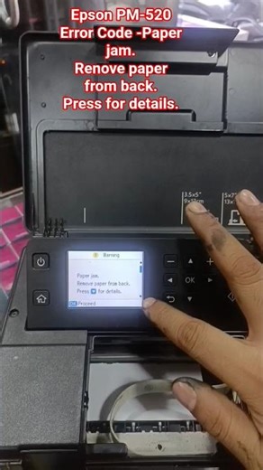 Epson PM-520 Pepar jaam Error Code -Paper jam.Renove paper from back.Press details#epson #service