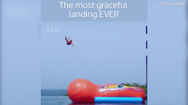 Footage from ITV's Cannonball shows man flying through the air