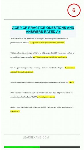 ACRP CP PRACTICE QUESTIONS AND ANSWERS RATED A1755