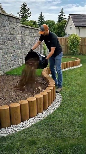 Beautiful Curved Flower Bed Garden Design Simple Backyard Landscaping Idea #gardendesign #backyard