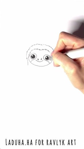 🦥🎨 Sloth Face Drawing ✏️ Calm & Easy Animal Sketching 🌿🖌️ #shorts #drawing #RavlykArt