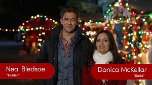 Danica McKellar and Neal Bledsoe are on the set of their new original movie, "Christmas At The Drive-In," which premieres TOMORROW, November 25, 8p ET/5p PT, on #GreatAmericanFamily! 🎄 #ChristmasAtTheDriveIn #WelcomeHome | Great American Family