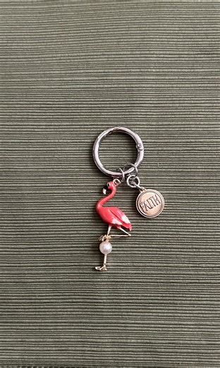 Pink Flamingo Purse Handbag Charm With Faith Charm - Etsy