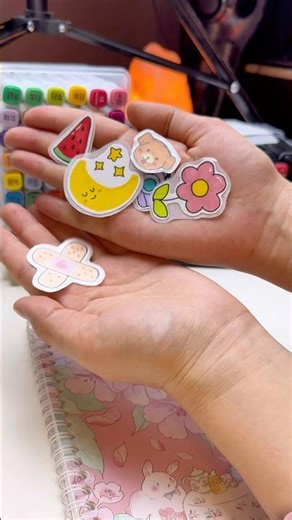 I Made These Stickers & Unboxed a Reusable Sticker Book 📒 #art #sticker #diy #youtubeshorts
