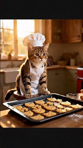 Cute cat baking cookies #cat #funny #funnycats