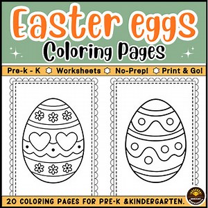 Easter Eggs Coloring Pages | Simple Designs | Pre-K & Kindergarten | No Prep