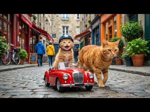 Mama Cat Takes Her Kitten to the Park—A Playdate with a Panda Full of Joy 🐼💖