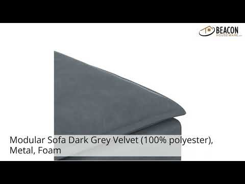 Modular Sofa Dark Grey Velvet (100% polyester) Metal Foam