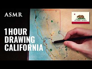 ASMR 1 Hour Drawing Map of California | Soft Spoken