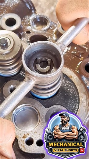 Auto Valve Spring Lock Install in 9 Seconds—Pro Mechanic Secret Trick! #shorts #viral #satisfying