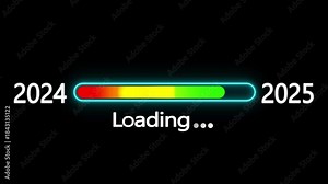 Year changing from 2024 to 2025. Loading bar from 2024 to 2025 new year transfer animation. New year 2025 loading bar animation, Year change concept.