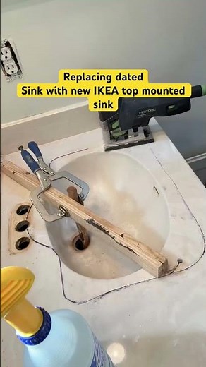 Bathroom remodel on a budget. Installing IKEA Backsjon sink